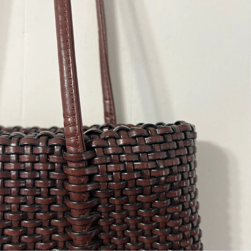 Vintage 90’s Nine West Brown Woven Weaved Leather Boho Retro HandBag Pocketbook - Picture 9 of 15